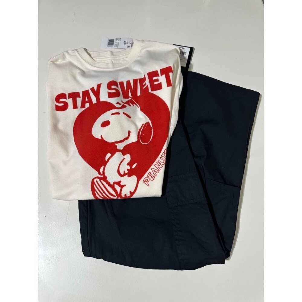 Peanuts Girls Stay Sweet Tee 8 & Art Class Wide Leg Cargo Pant size 8 NWT